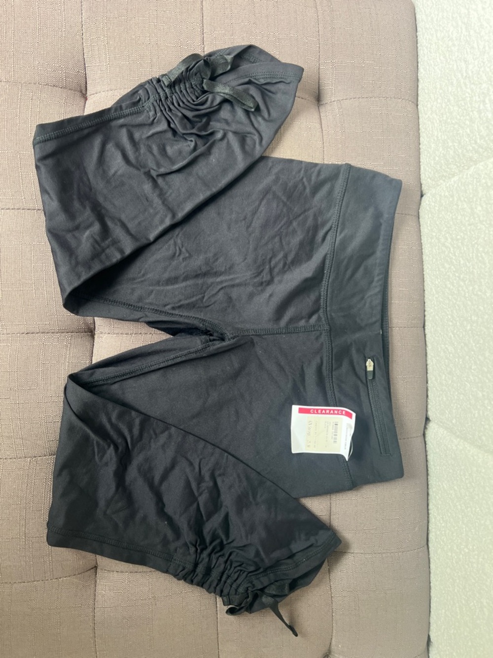 ROXY Black Athletic Cropped Drawstring Ruched Leggings w/ Zipper ~ NWT